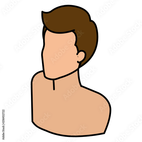 young man shirtless avatar character vector illustration design