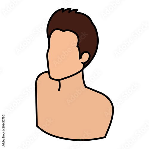 young man shirtless avatar character vector illustration design