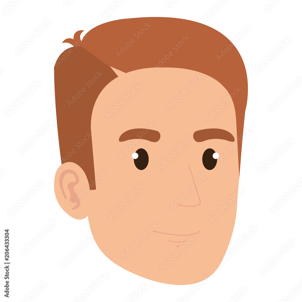 young man head avatar character vector illustration design