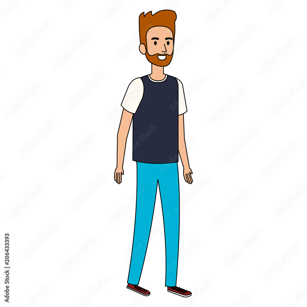 young man avatar character vector illustration design