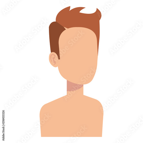 young man shirtless avatar character vector illustration design