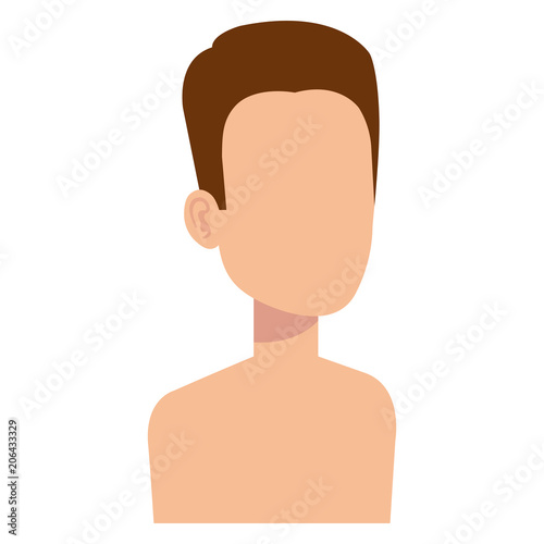young man shirtless avatar character vector illustration design