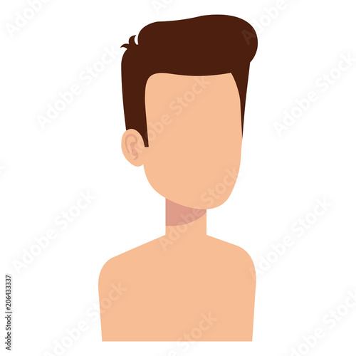 young man shirtless avatar character vector illustration design