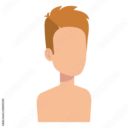 young man shirtless avatar character vector illustration design