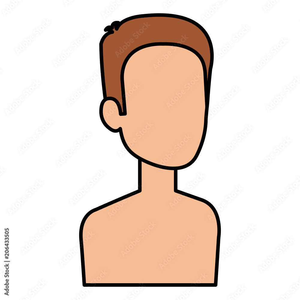 young man shirtless avatar character vector illustration design