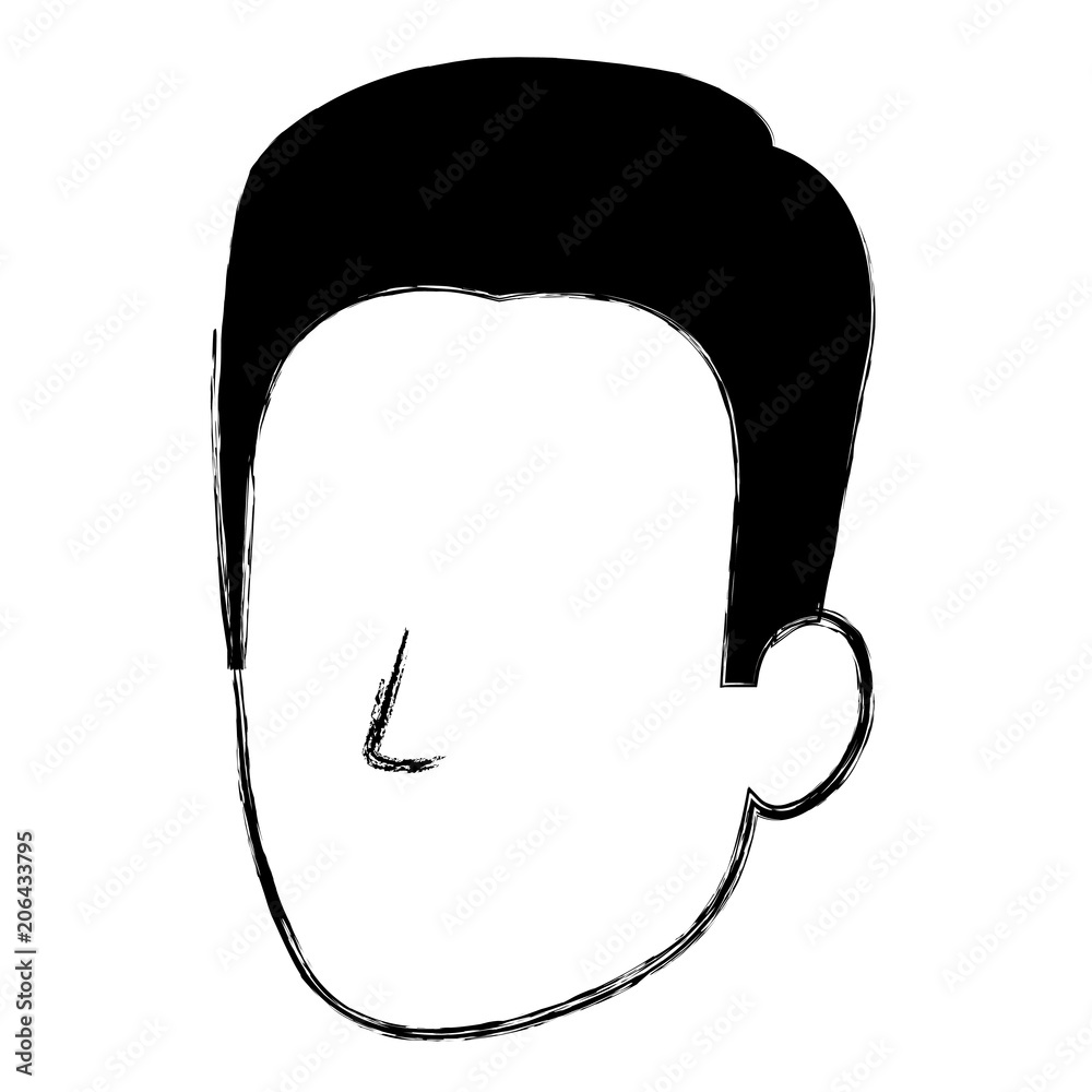 young man head avatar character vector illustration design