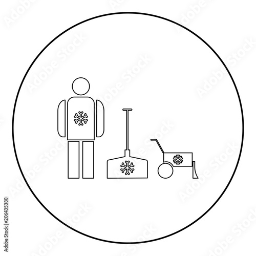 Snow removal  icon black color in circle