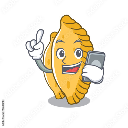 With phone pastel character cartoon style
