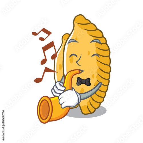 With trumpet pastel mascot cartoon style