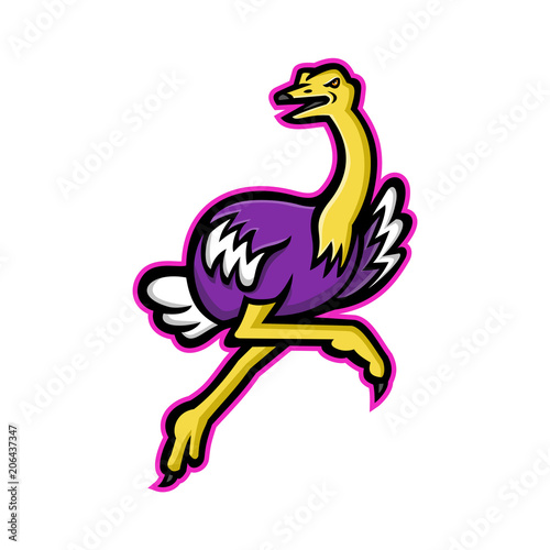 Ostrich Running Mascot