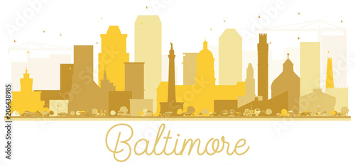 Baltimore City skyline Golden silhouette.
