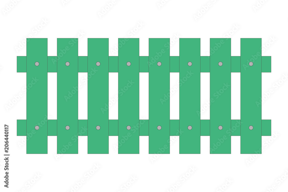 Green fence. Square top. Vector illustration.