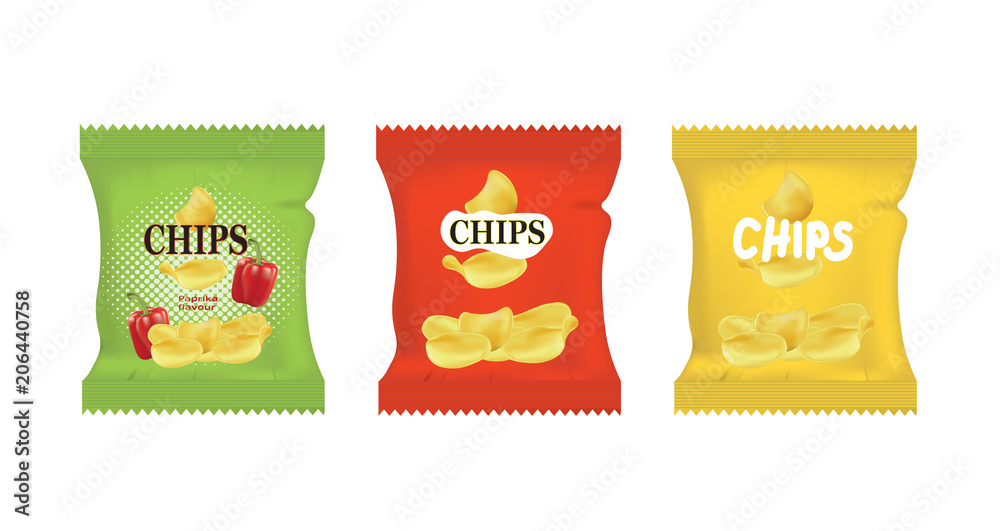 Potato chips bags. vector illustration Stock Vector | Adobe Stock