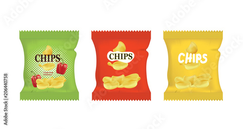 Potato chips bags. vector illustration