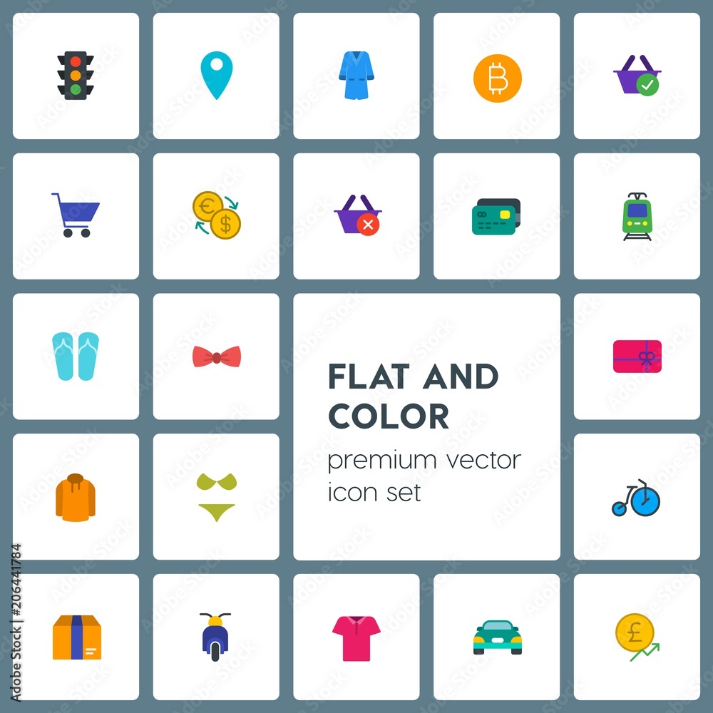 Modern Simple Set of transports, clothes, money, shopping Vector flat Icons. Contains such Icons as  shirt,  polo,  finance, pin,  speed, car and more on grey background. Fully Editable. Pixel Perfect