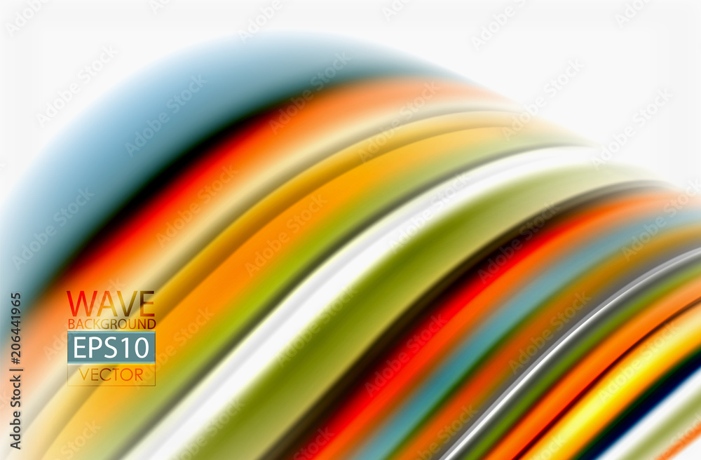 Obraz premium Rainbow color waves, vector blurred abstract background