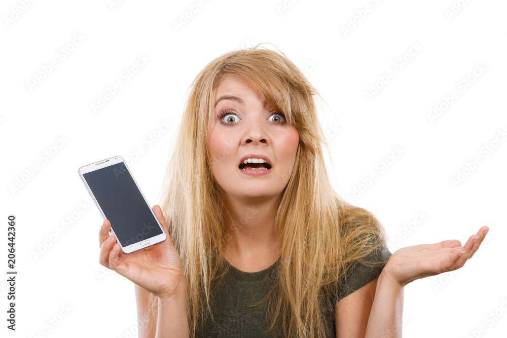 Crazy young woman talking on phone Crazy young woman talking on phone