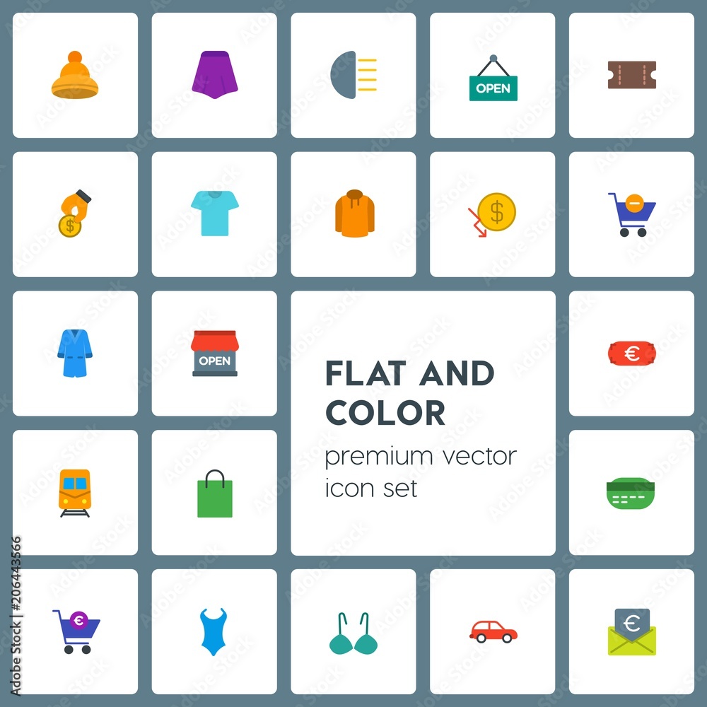 Modern Simple Set of transports, clothes, money, shopping Vector flat Icons. Contains such Icons as car,  euro,  market,  sale, plastic,  car and more on grey background. Fully Editable. Pixel Perfect