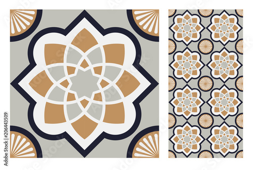 vintage tiles patterns antique seamless design in Vector illustration	