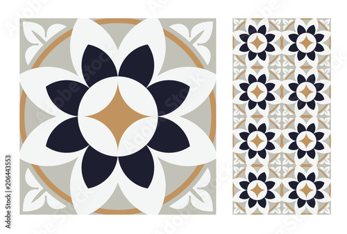 vintage tiles patterns antique seamless design in Vector illustration	