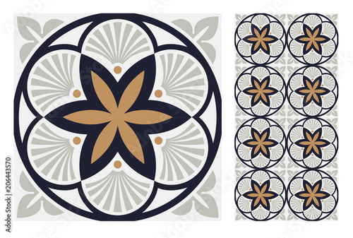 vintage tiles patterns antique seamless design in Vector illustration	