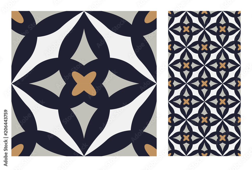 vintage tiles patterns antique seamless design in Vector illustration	