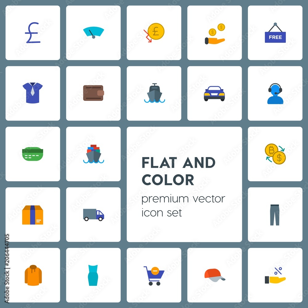 Modern Simple Set of transports, clothes, money, shopping Vector flat Icons. Contains such Icons as cap, ocean,  windshield,  glass,  sweater and more on grey background. Fully Editable. Pixel Perfect