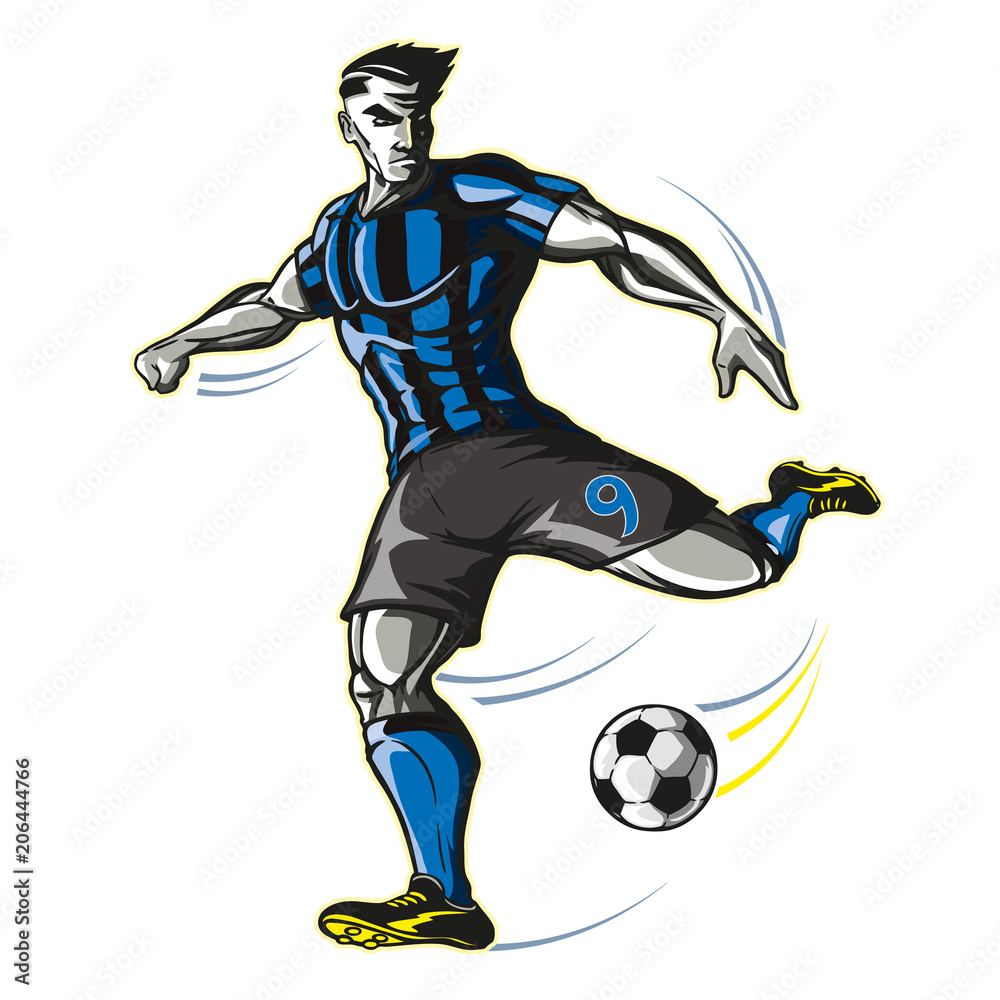 Soccer player kick.