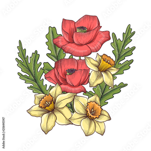 vintage vector floral composition