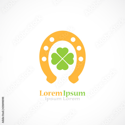 Lucky vector symbol horseshoe and clover