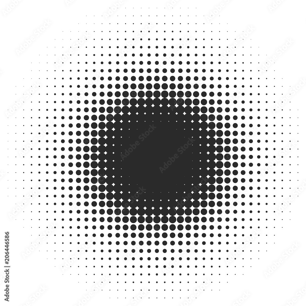 Black Abstract Halftone Circle Frame Logo, vector illustration