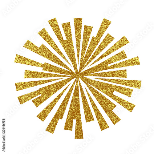 Explosion vector illustration. Rays element. Sunburst, starburst shape on white. Radial lines. Abstract circular geometric shape. Sun ray or star burst light element.