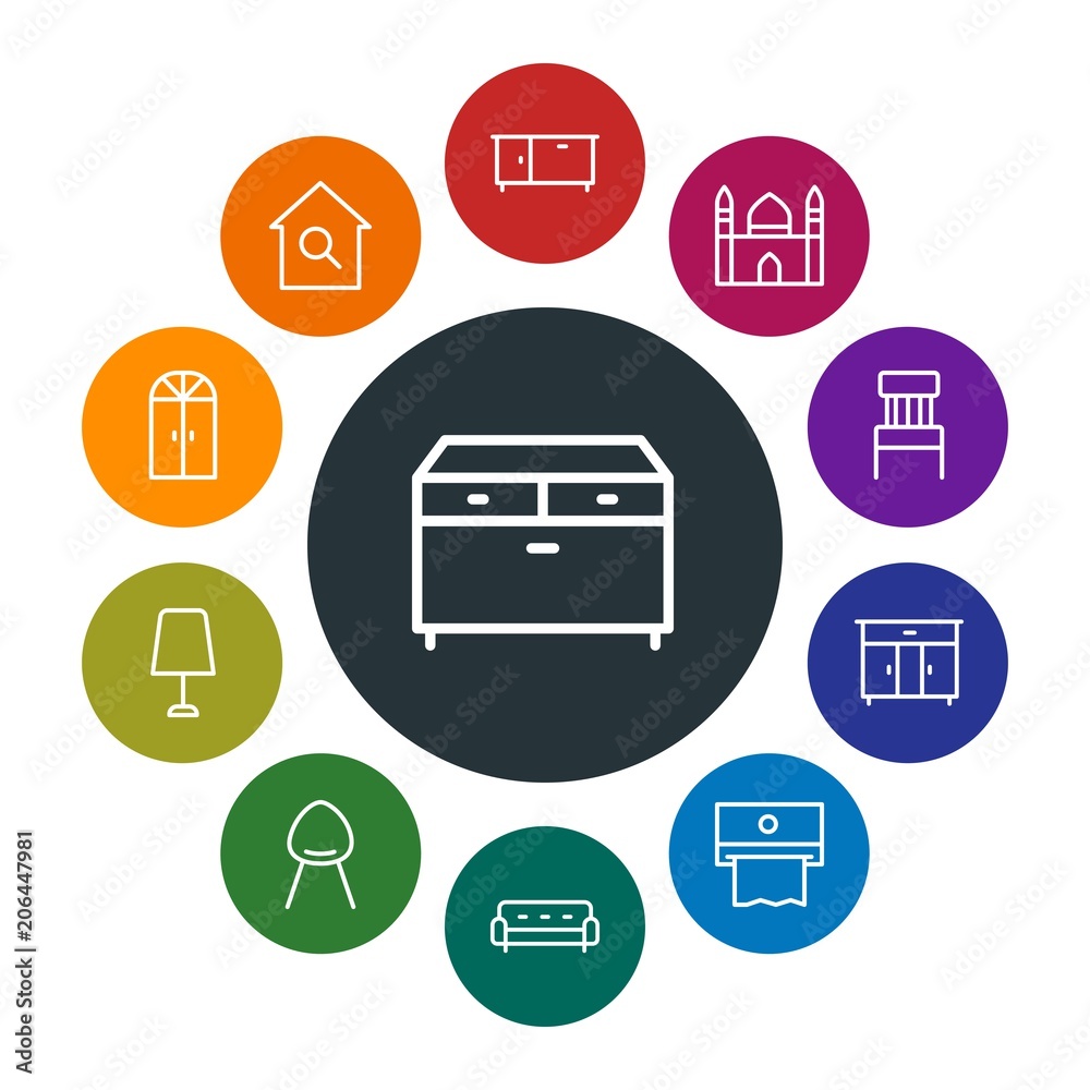 buildings, furniture, housekeeping Infographic Colorful outline Icons Set. Contains such Icons as house, wardrobe, storage, couch, chair, clothes, islam and more. Fully Editable. Pixel Perfect buildings, furniture, housekeeping Infographic Colorful outline Icons Set. Contains such Icons as house, wardrobe, storage, couch, chair, clothes, islam and more. Fully Editable. Pixel Perfect
