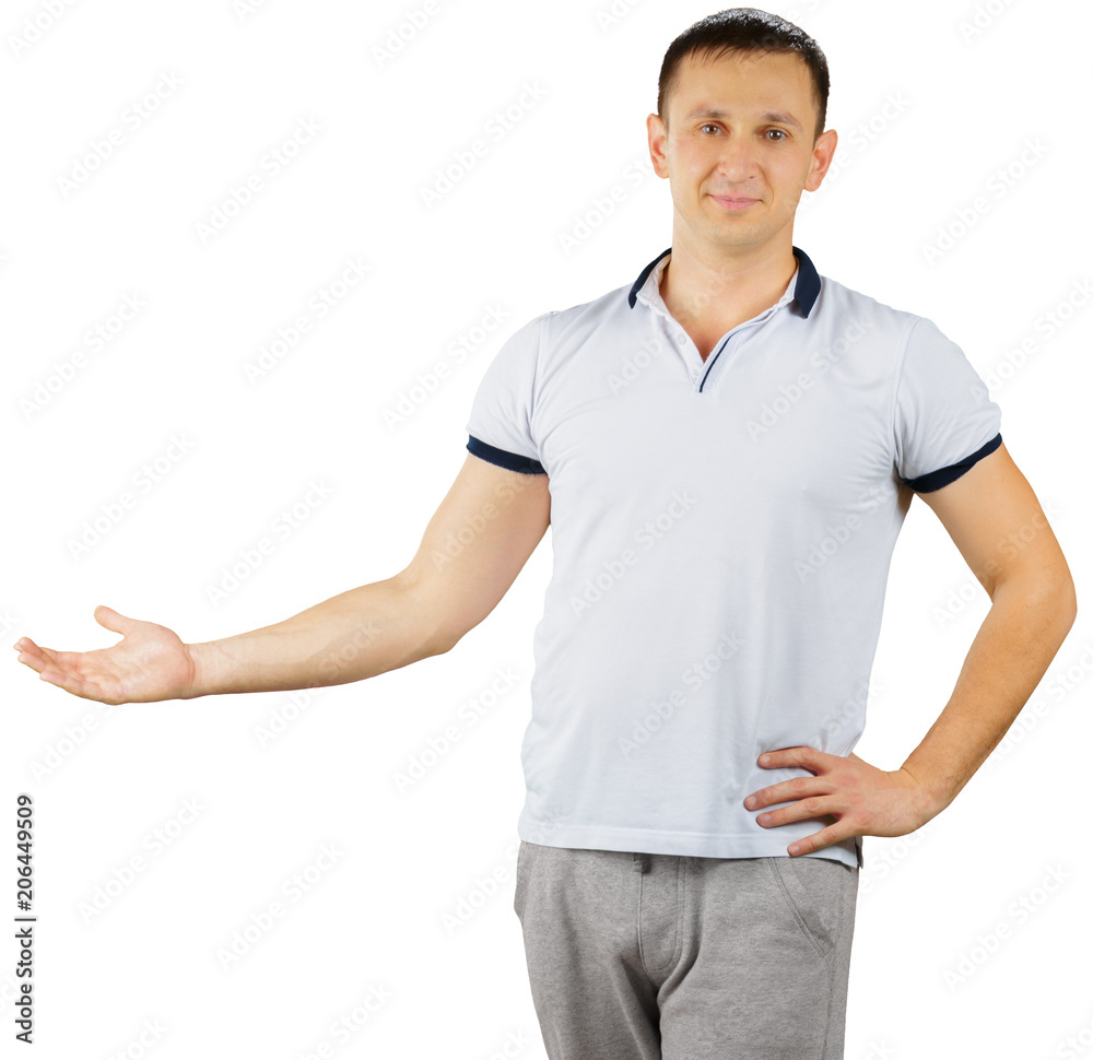 Friendly nice man in a sporty outfit isolated on white background Friendly nice man in a sporty outfit isolated on white background