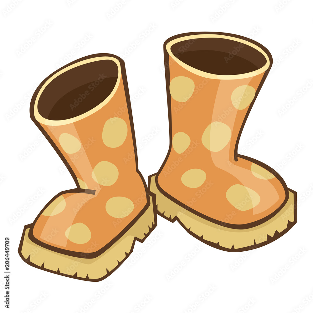 Quirky Cartoon Rubber Boots with Polka Dot Pattern Cartoon Vector  Illustration Isolated on White Stock Vector | Adobe Stock