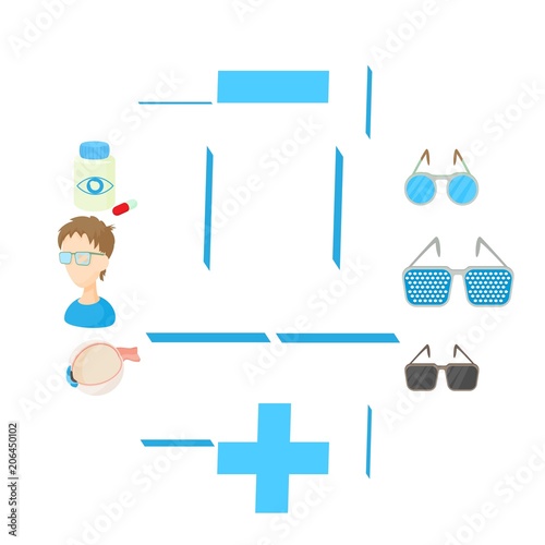 Vision correction icons set in cartoon style isolated on white background