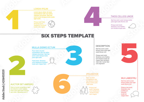 Six steps progress template with nice typography