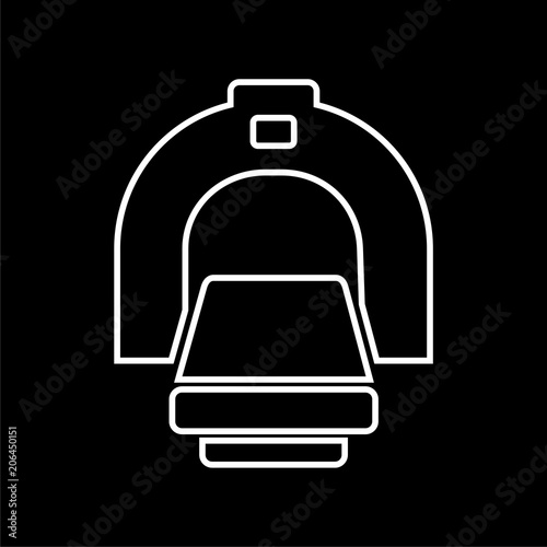 Line CT scan icon, CT scanner on dark background