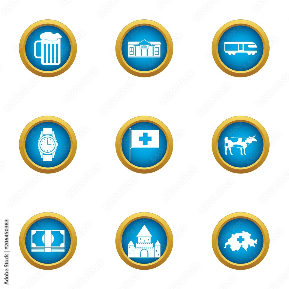 Country of europe icons set. Flat set of 9 country of europe vector icons for web isolated on white background Country of europe icons set. Flat set of 9 country of europe vector icons for web isolated on white background