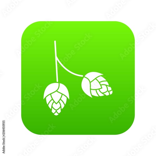 Branch of hops icon digital green for any design isolated on white vector illustration