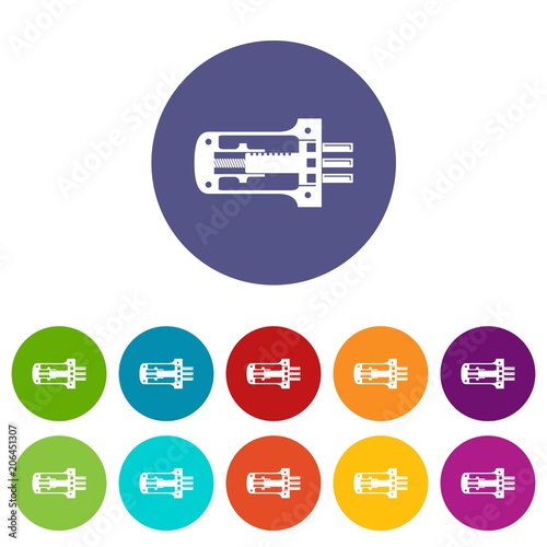 Door lock in section icons color set vector for any web design on white background