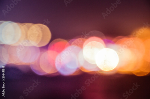 The light from the Chao Phraya River House in Bangkok. In the night of shooting out of focus.