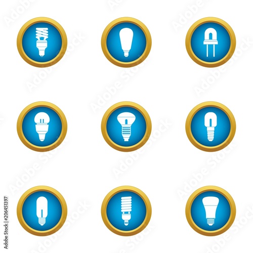Strong light icons set. Flat set of 9 strong light vector icons for web isolated on white background