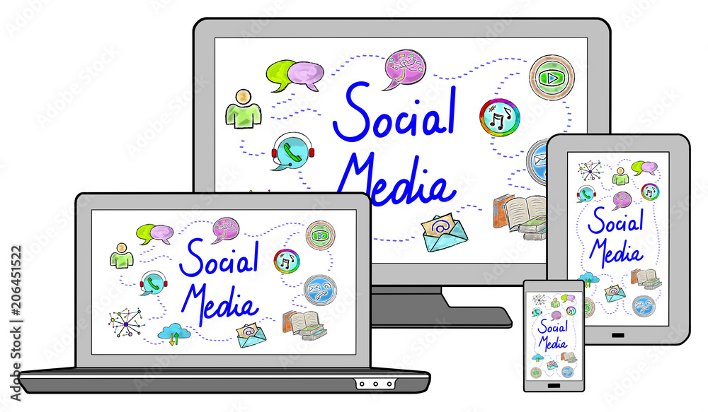 Social media concept on different devices Social media concept on different devices