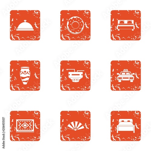 Take refuge icons set. Grunge set of 9 take refuge vector icons for web isolated on white background