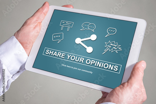 Opinions sharing concept on a tablet