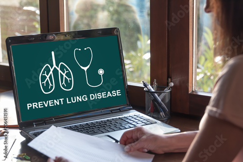 Lung disease prevention concept on a laptop screen