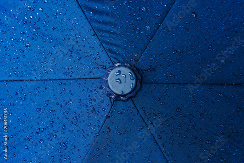Abstract rain water droplet on top umbrella surface in Rainy season background