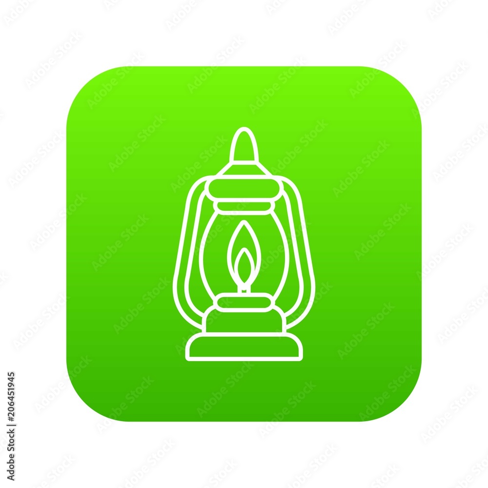 Mining lamp icon green vector isolated on white background Mining lamp icon green vector isolated on white background
