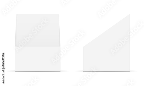 Cardboard display boxes mockups with front and right views. Vector illustration